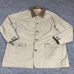 Gander Mountain Jacket Mens XXL Beige Canvas Field Corduroy Collar Barn Chore